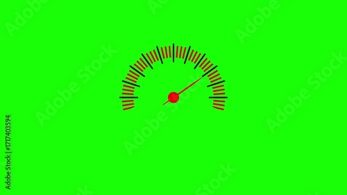 Simple gauge meter with red needle on green background