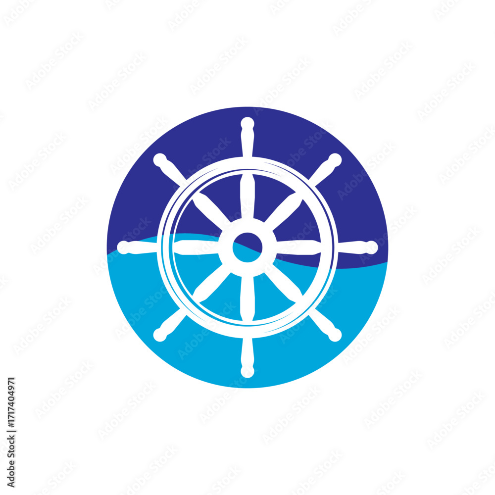Fototapeta premium ship steering for sailing logo vector icon illustration template design