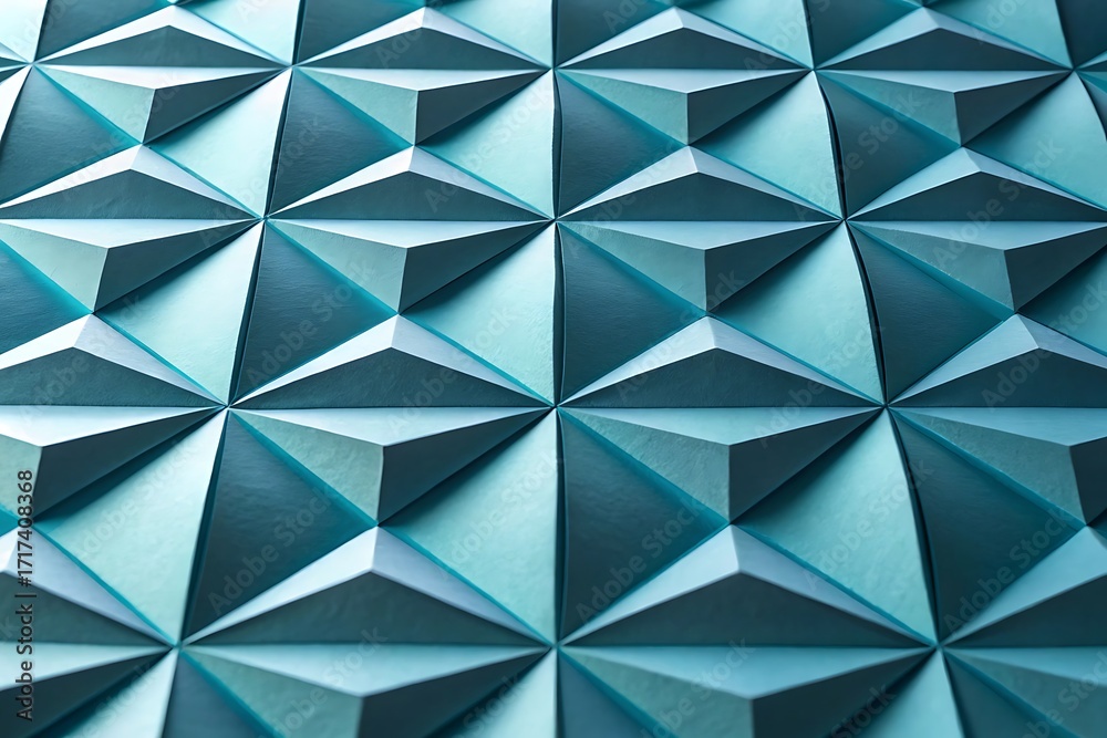 Obraz premium Abstract Teal Geometric Pattern: Modern 3D Triangular Texture Background