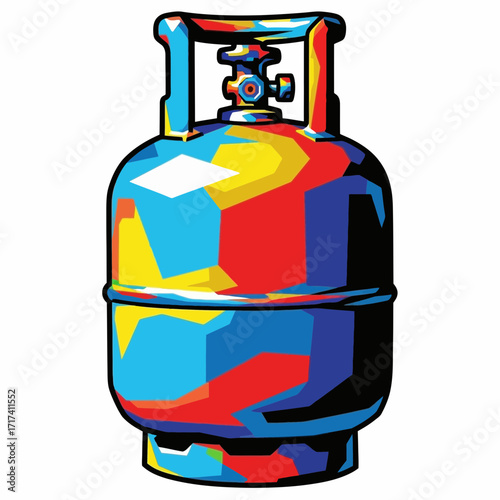 Colorful gas cylinder illustration isolated on white background.