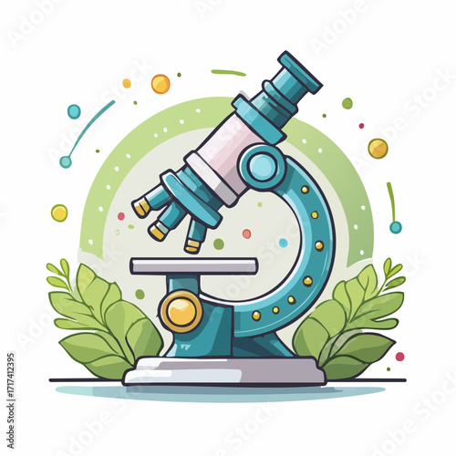 Microscope Illustration Exploring the Microscopic World of Science and Discovery