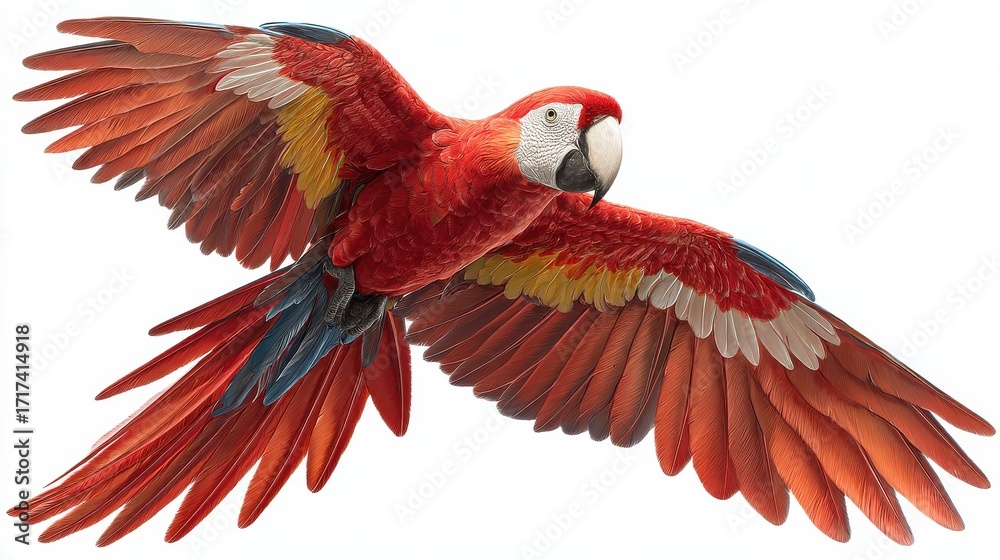 Obraz premium full body scarlet macaw with red body on transparency background png