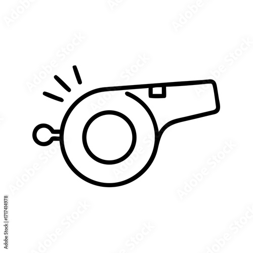 Sports whistle in minimalist line art design on white background  