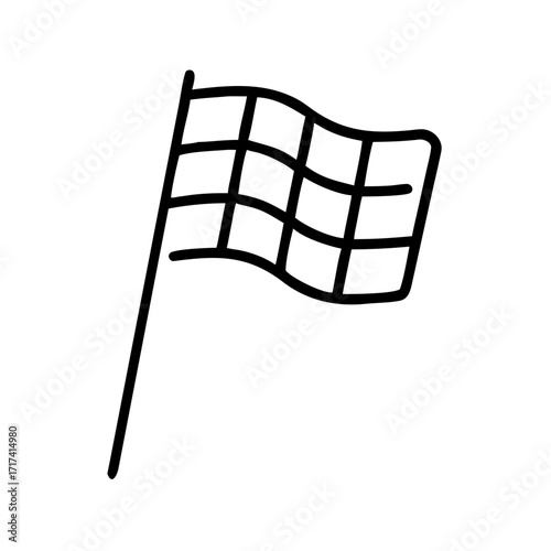 Simple line art design of a racing flag for timing sports activities  