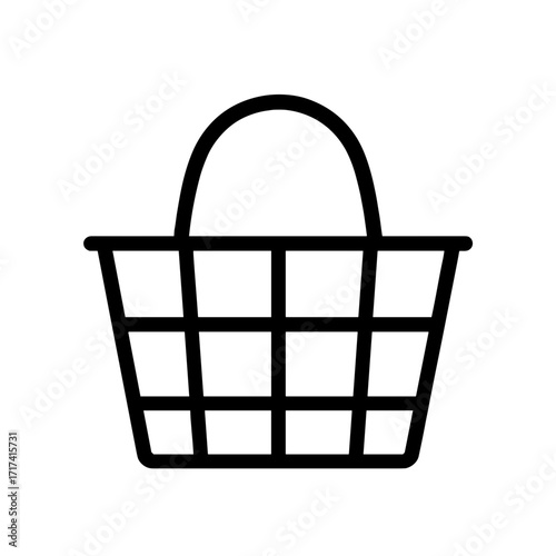 Shopping basket icon in minimalist line art style  
