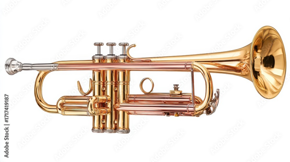 Obraz premium gold trumpet isolated on transparent background