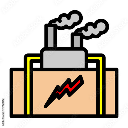 Geothermal Energy Plant Vector Filled Icon Design