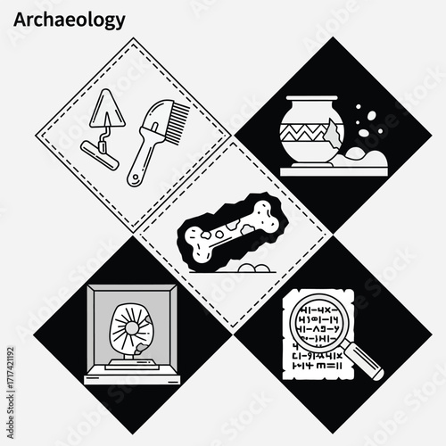 Archaeology Icons Digging into the Past with Ancient Relics