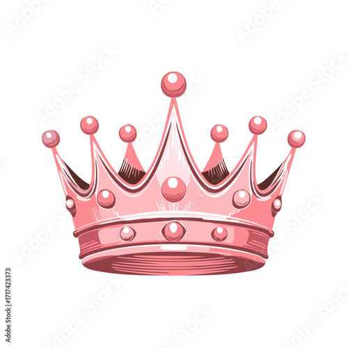 Elegant pink crown illustration with spheres, royal symbol for luxury and power