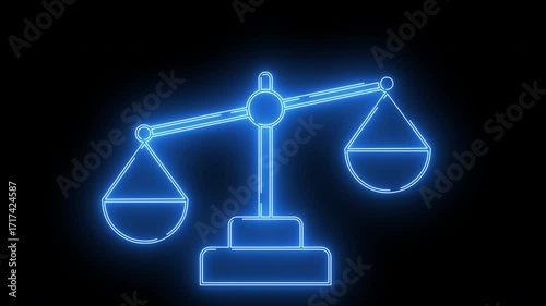 one-sided weighing scale icon with neon glowing effect