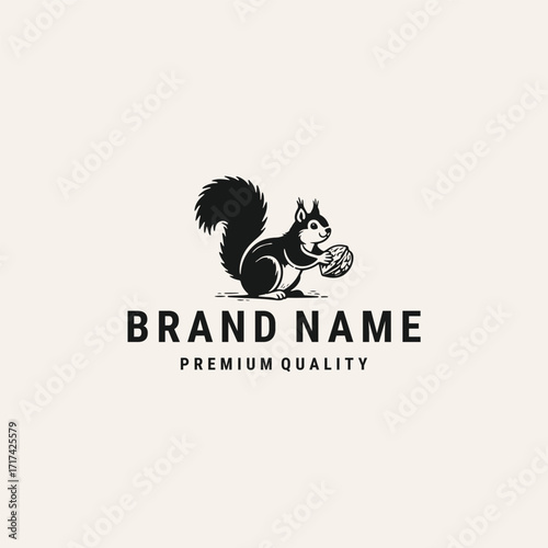 Squirrel nuts logo vector hipster vintage template design