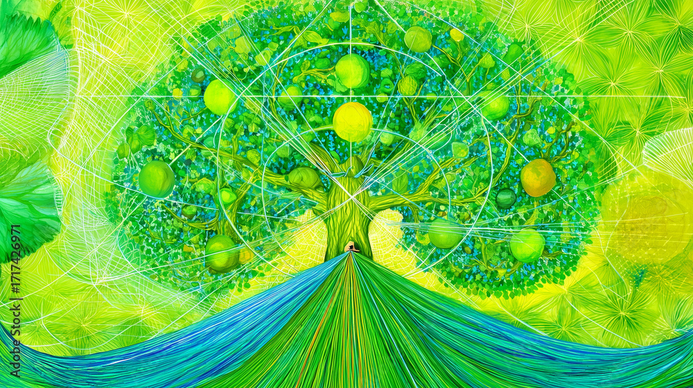 A classic tree of life diagram is unraveled and rewoven into a new, complex network of glowing light.