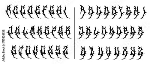Death Metal Font Full Alphabet - Sharp Thorn Letters
