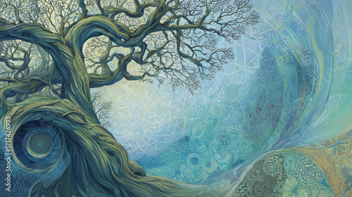 A classic tree of life diagram is unraveled and rewoven into a new, complex network of glowing light.