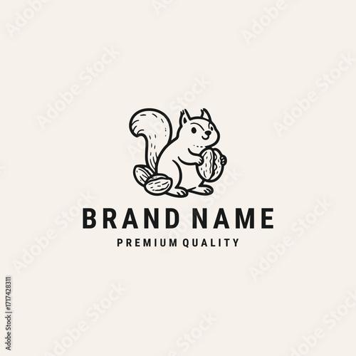 Squirrel nuts logo vector hipster vintage template design