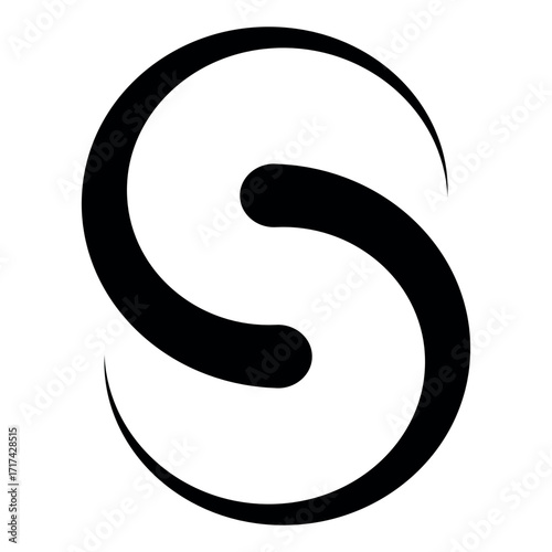 Yin yang letter S shape, cu...