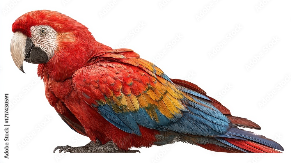 Obraz premium full body scarlet macaw with red body on transparency background png