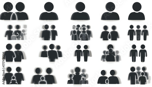 black members ladies baby men icons set