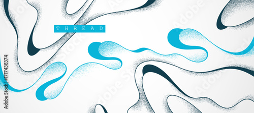 Minimal curvy lines vector abstract background, relaxing and tranquil art abstraction, antistress textured flowing lines, elegant dunamic graphics.