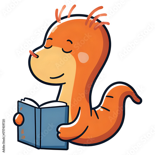 A bookworm literally shaped like a worm, reading a book | funny cartoon worm | cartoon worm cartoon | cartoon worm on a book | cartoon illustration of a worm