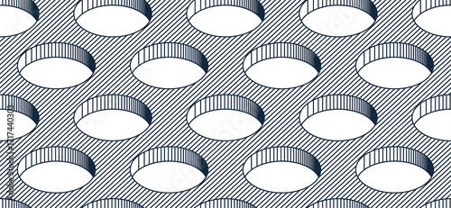 Perforated surface seamless pattern, vector 3D holes tiling wallpaper, abstract background with regular round holes.