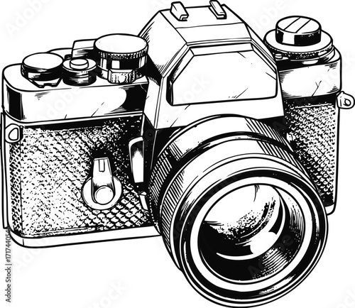 Vintage 50s to 70s film camera line art Adobe Illustrator Artwork