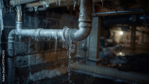 Frozen water pipes in the basement pose a winter risk to the home.