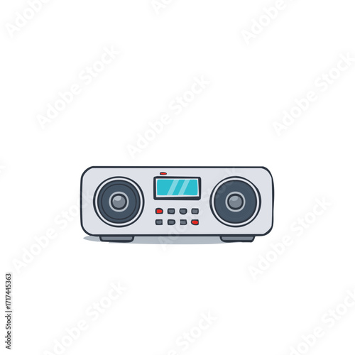 Vector illustration of a modern portable stereo system boombox radio