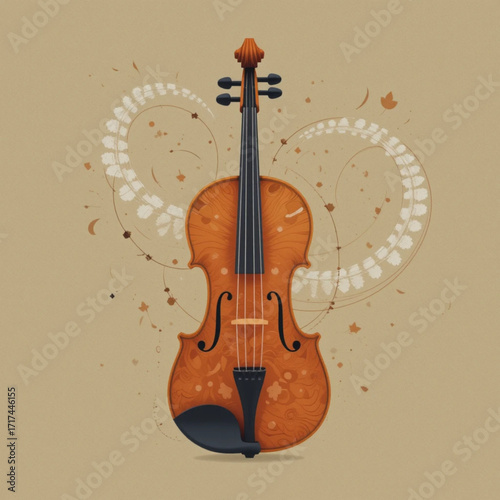 Flat colored violin illustration 