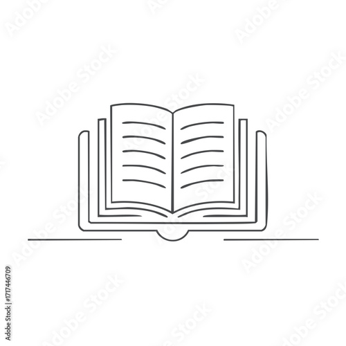Open Book on Bookshelf Simple Outline Education Knowledge Literature Stories Studying