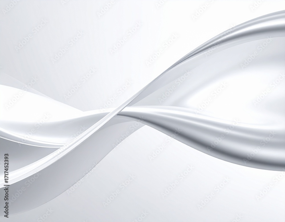Fototapeta premium Minimalist Abstract Flowing Lines in Silver and Pearl Tones | Luxury Elegant Design on White Background