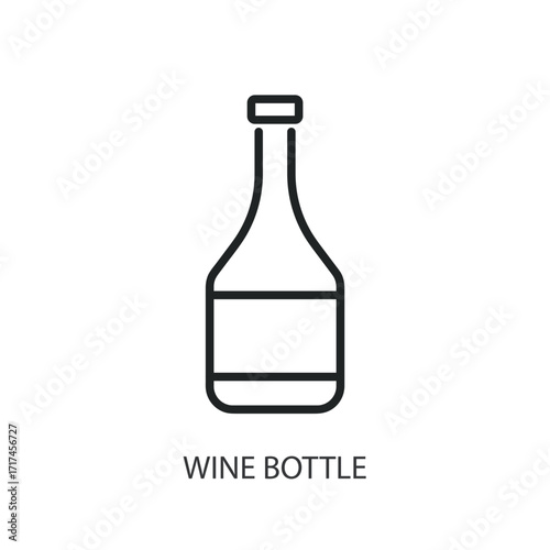 Wine bottle thin line vector icons.