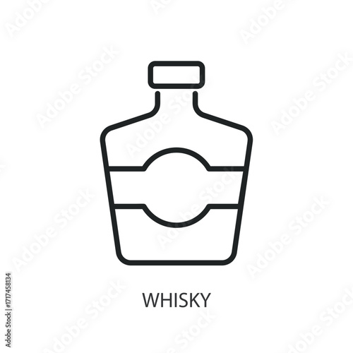 Whisky thin line vector icons.