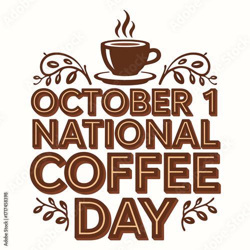 Coffee cup icon with steam in brown vector style representing hot beverage and cafe drink design