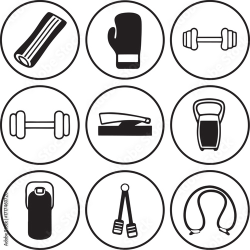 Collection of essential everyday and fitness icons
