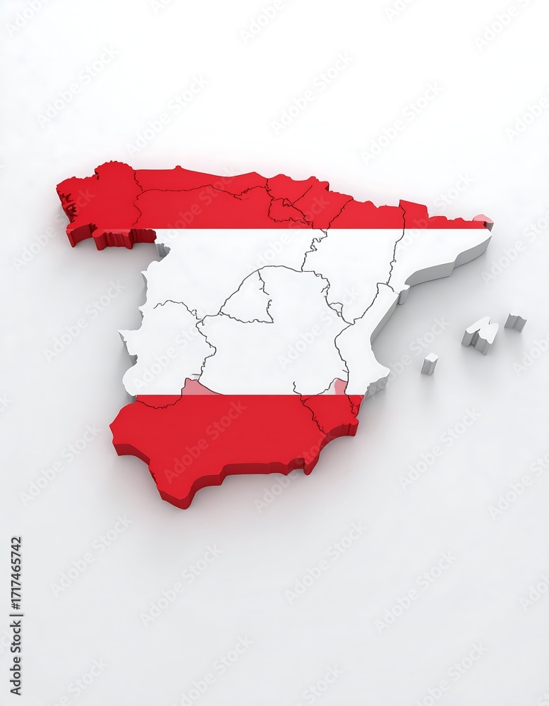 Fototapeta premium 3D map of Spain with flag overlay