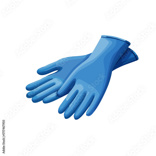 Blue Chemical-Resistant Gloves Isometric Icon