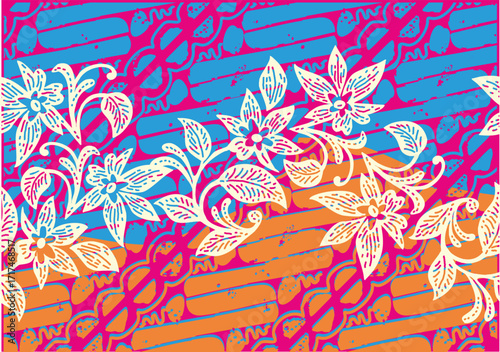 Indonesian batik motifs with very distinctive plant patterns