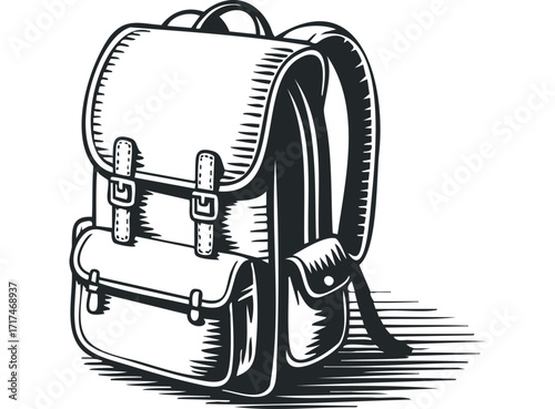 Vintage Backpack Illustration. Vector hand drawn illustration