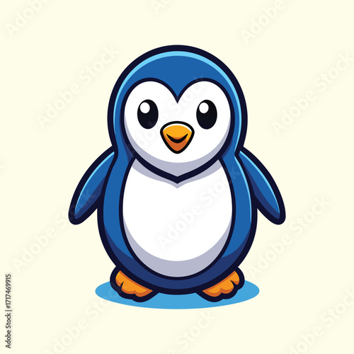 Adorable and cute penguin mascot illustration, perfect for a kids' brand, winter projects, or a fun cartoon logo.