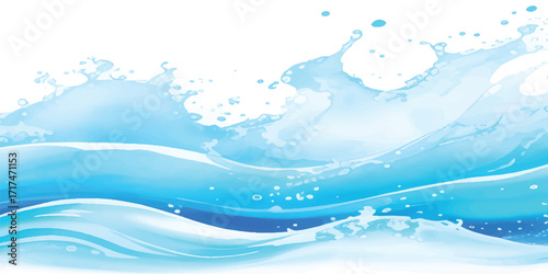 Elegant Soft Blue Water Wave Background – Tranquil Ocean-Themed Watercolor Design for Posters, Digital Art, Website Banners, and Social Media Posts