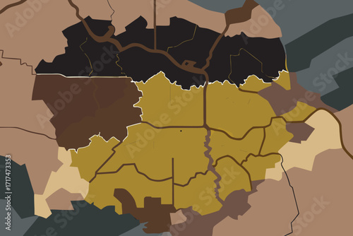 Abstract Map With Earth Tones And map of Black Areas city urban