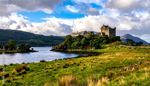 Irish Castle Landscape Scenic View.