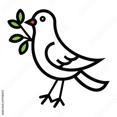 Stylized dove carrying olive branch symbolizing peace and hope