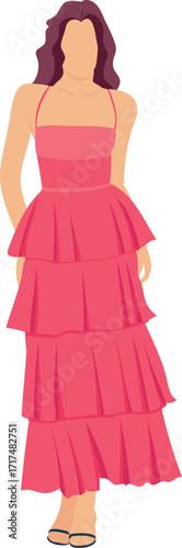 Woman in soft red dress. Fashion  lifestyle.