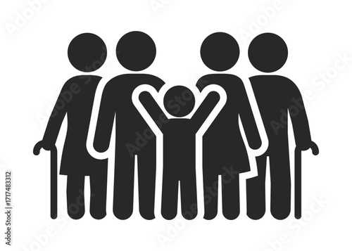 Family black silhouette icon stock illustration
