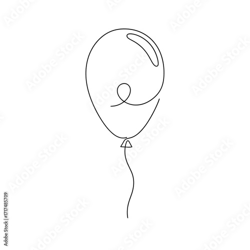 Minimal line balloon illustration monochrome for airy nursery or modern party header