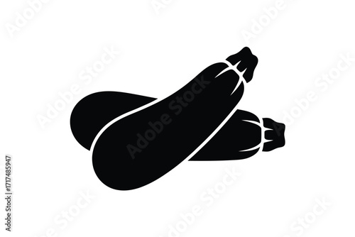 Simple black silhouette of two zucchini vegetables