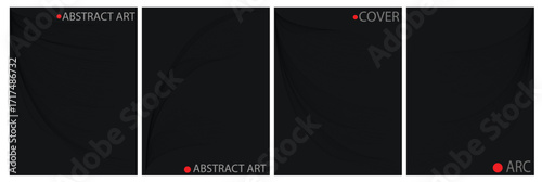 Four Panel Display of Abstract Dark Art with Red Markers and Text Labels - Grunge, Urban, Mystery, Glitch Effect, Distorted, Modern.