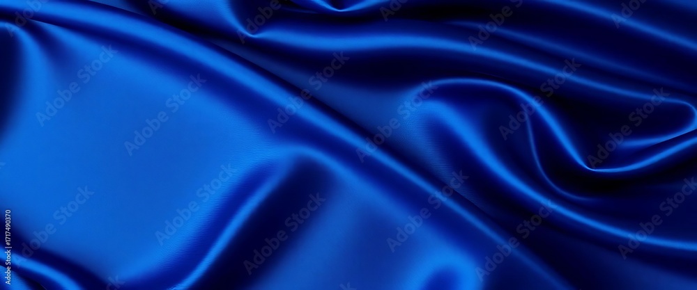 Fototapeta premium Luxurious navy blue silk satin fabric background, perfect for holiday designs, seasonal, festive